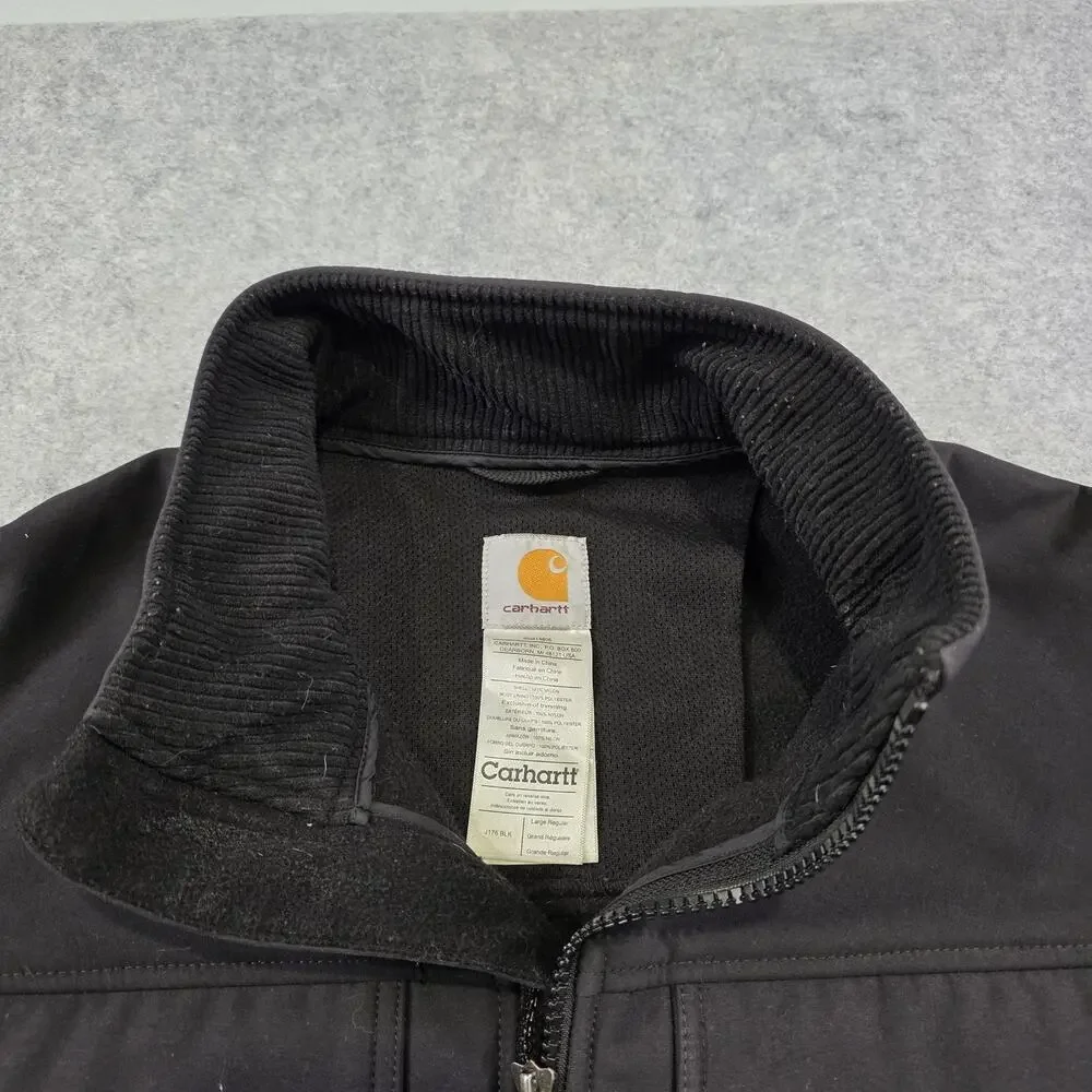 Carhartt‎ Jacket Mens Large Black Softshell Traditional Windbreaker Zip J176 BLK